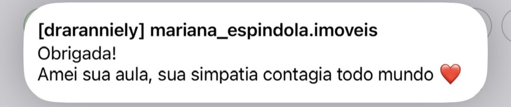 Print do feedback de Mariana Espindola
