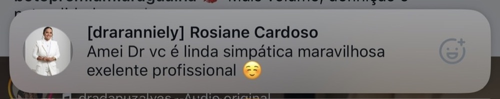 Print do feedback de Rosiane Cardoso